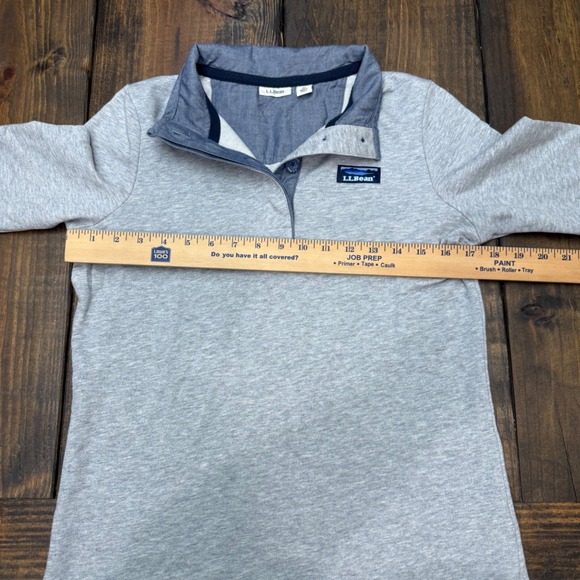 LL Bean Women's Grey Heather button Neck Pullover Sweatshirt, size XS, cotton - Picture 5 of 6